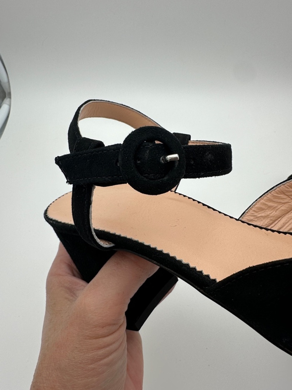 J. Crew Maisie Almond Toe Black Italian Suede Pumps 7.5 Heel 3” Made in Morocco - Picture 10 of 16